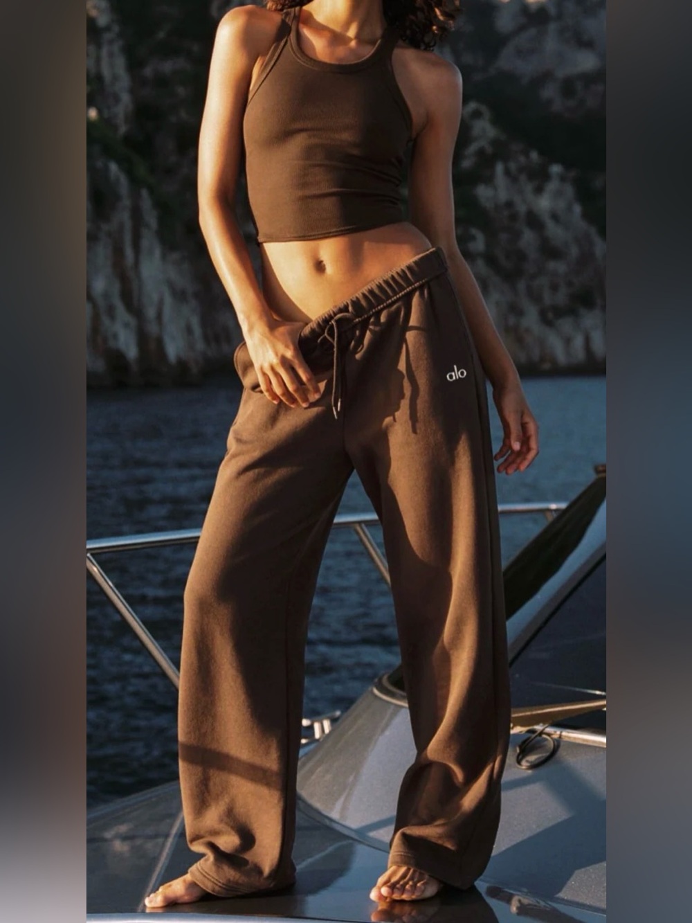 Alo Accolade Straight Leg Sweatpant Espresso size L